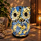 Lámpara Búho Mosaico Artesanal – Azul y Blanco - Miniatura 2