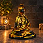 Lámpara Buda Dhyana Mudra Mosaico Artesanal – Negro y Dorado - Miniatura 2