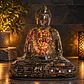 Lámpara Buda Dhyana Mudra Mosaico Artesanal – Plateado, Negro y Cobrizo - Miniatura 2
