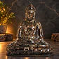 Lámpara Buda Dhyana Mudra Mosaico Artesanal – Plateado, Negro y Cobrizo - Miniatura 1