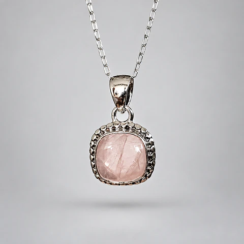 Colgante Cuarzo Rosa – Plata 925