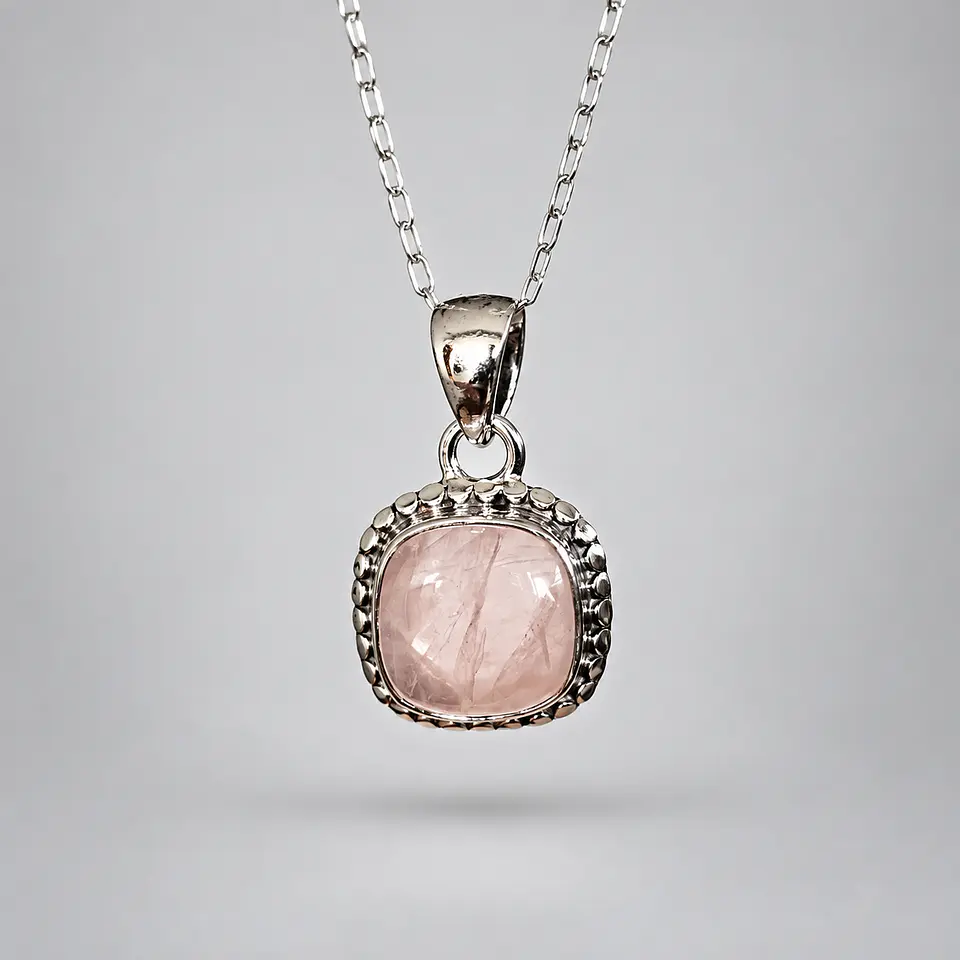 Colgante Cuarzo Rosa – Plata 925 1