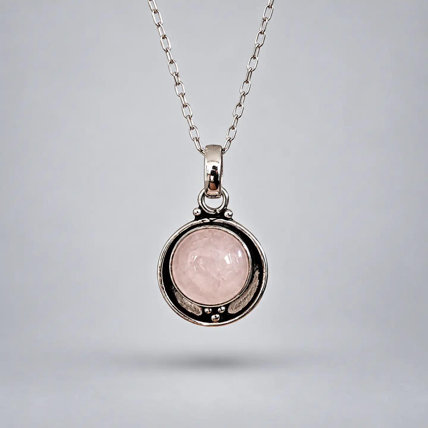 Colgante Circular – Cuarzo Rosa 1
