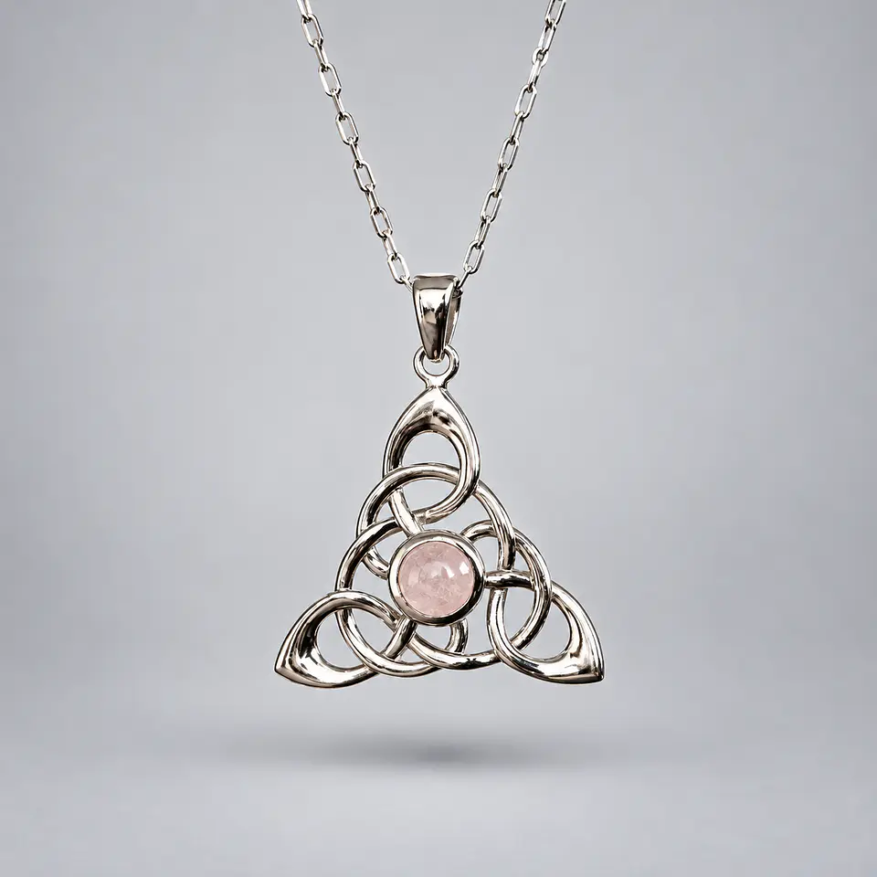 Colgante Trisquel – Cuarzo Rosa 1
