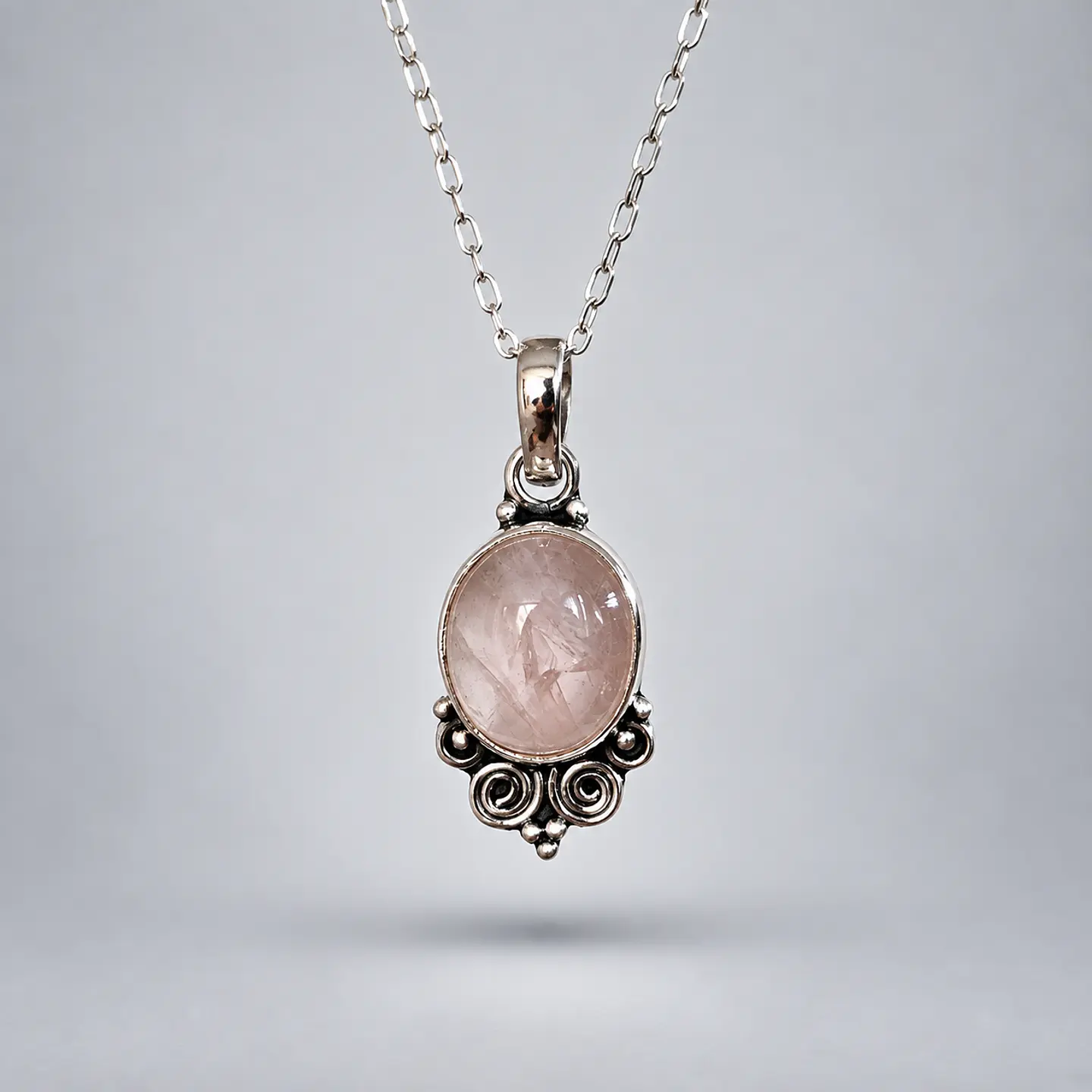 Colgante Ovalado – Cuarzo Rosa 1