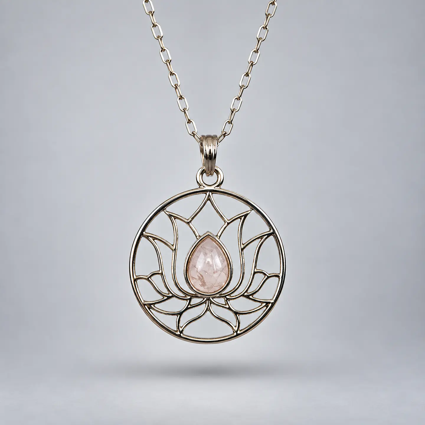 Colgante Flor de Loto – Cuarzo Rosa 1