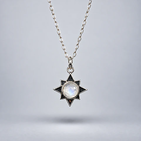 Colgante Estrella de Piedra Luna en Plata 925