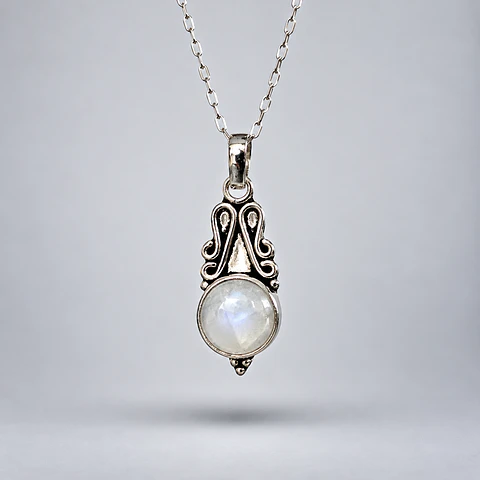 Colgante Ornamental de Piedra Luna en Plata 925
