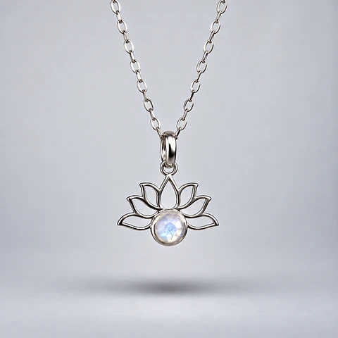 Colgante Flor de Loto – Piedra Luna