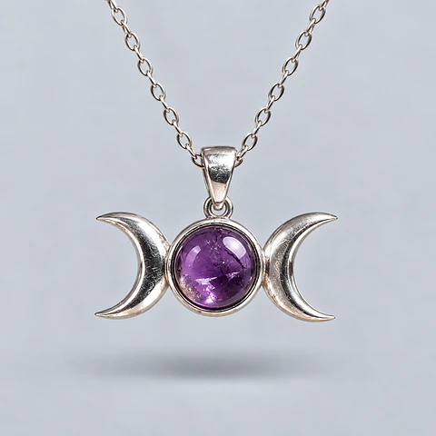 Colgante Triple Luna – Amatista