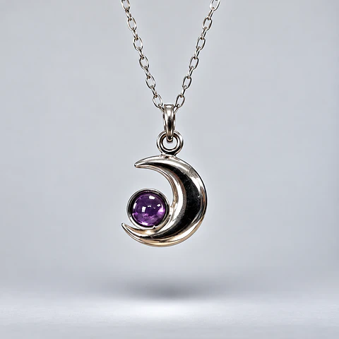 Colgante Luna Creciente – Amatista