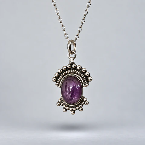 Colgante Óvalo Ornamental – Amatista