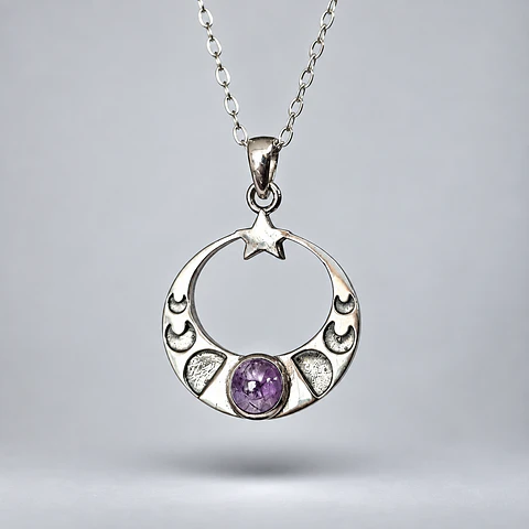 Colgante Luna Creciente – Amatista