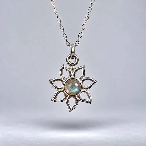 Colgante Flor Solar Boreal – Labradorita