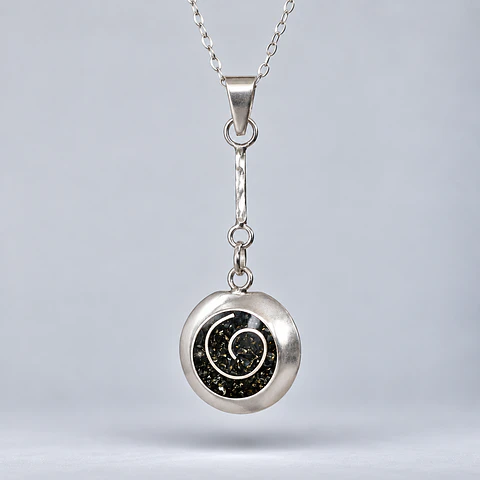 Colgante Espiral con Pirita en Plata 950