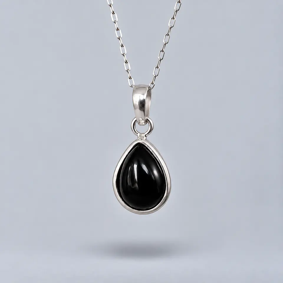 Colgante Gota de Ónix en Plata 925 1