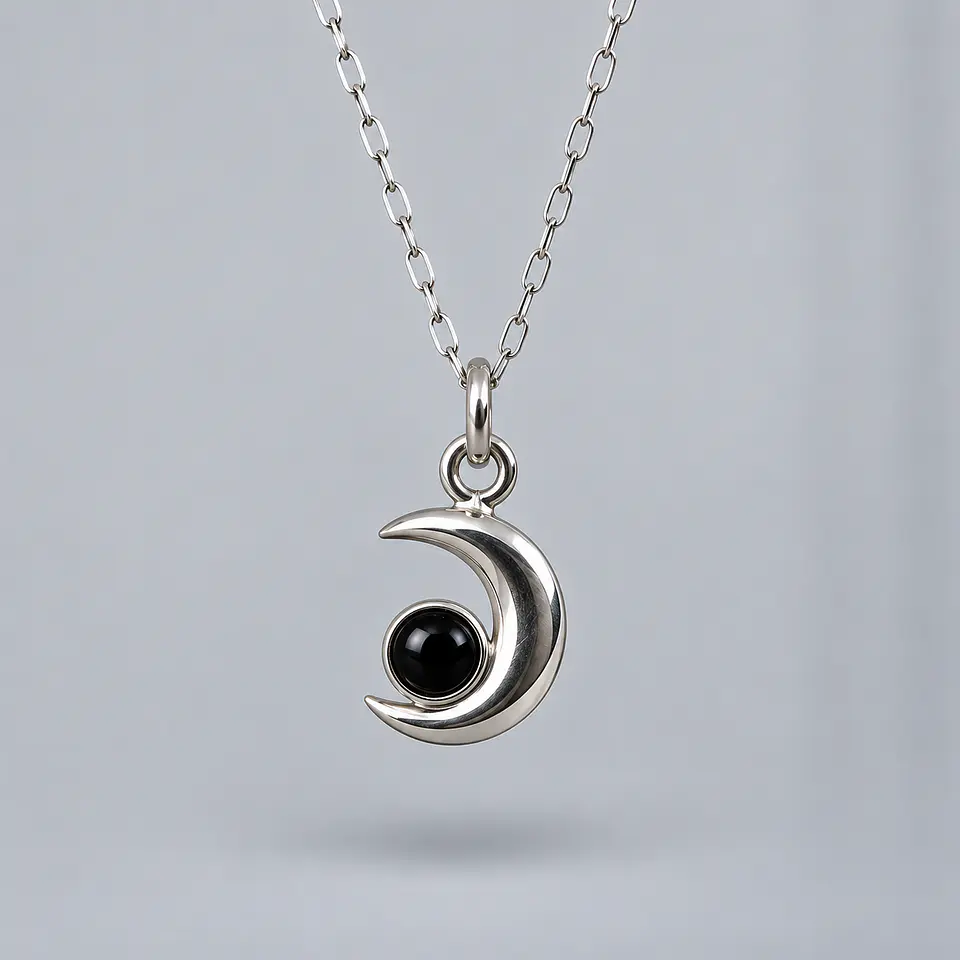 Colgante Luna con Ónix en Plata 925 1