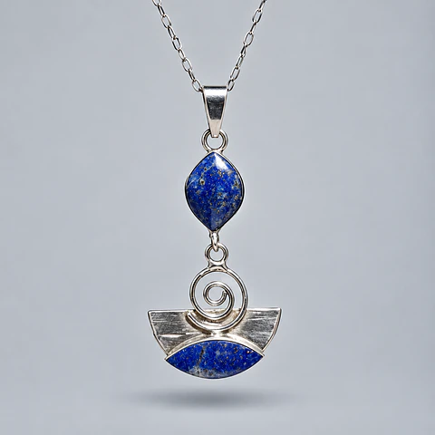 Colgante Espiral de Lapislázuli en Plata 950