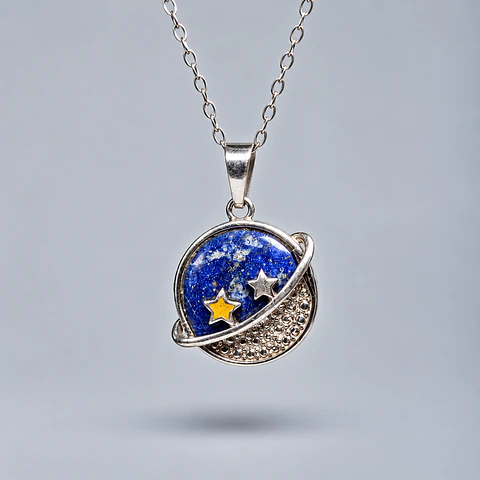 Colgante Planeta de Lapislázuli en Plata 950