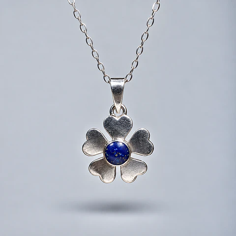 Colgante Flor de Corazones con Lapislázuli en Plata 950