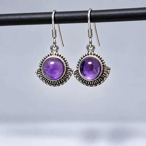 Aros Ovalados de Amatista en Plata 925