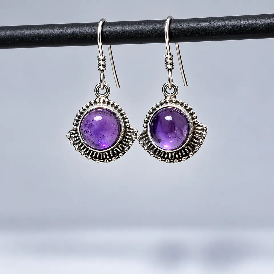 Aros Ovalados de Amatista en Plata 925 1