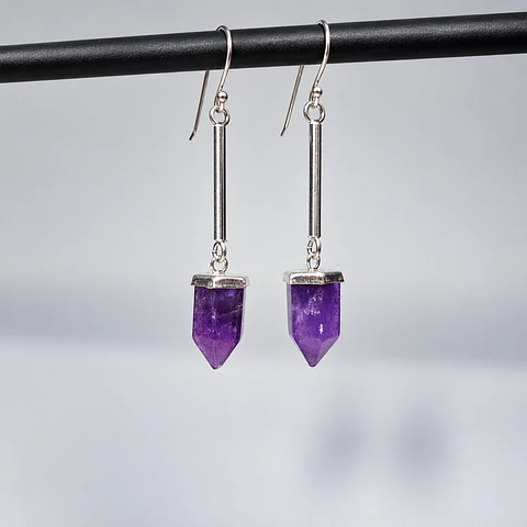 Aros Punta de Amatista en Plata 925