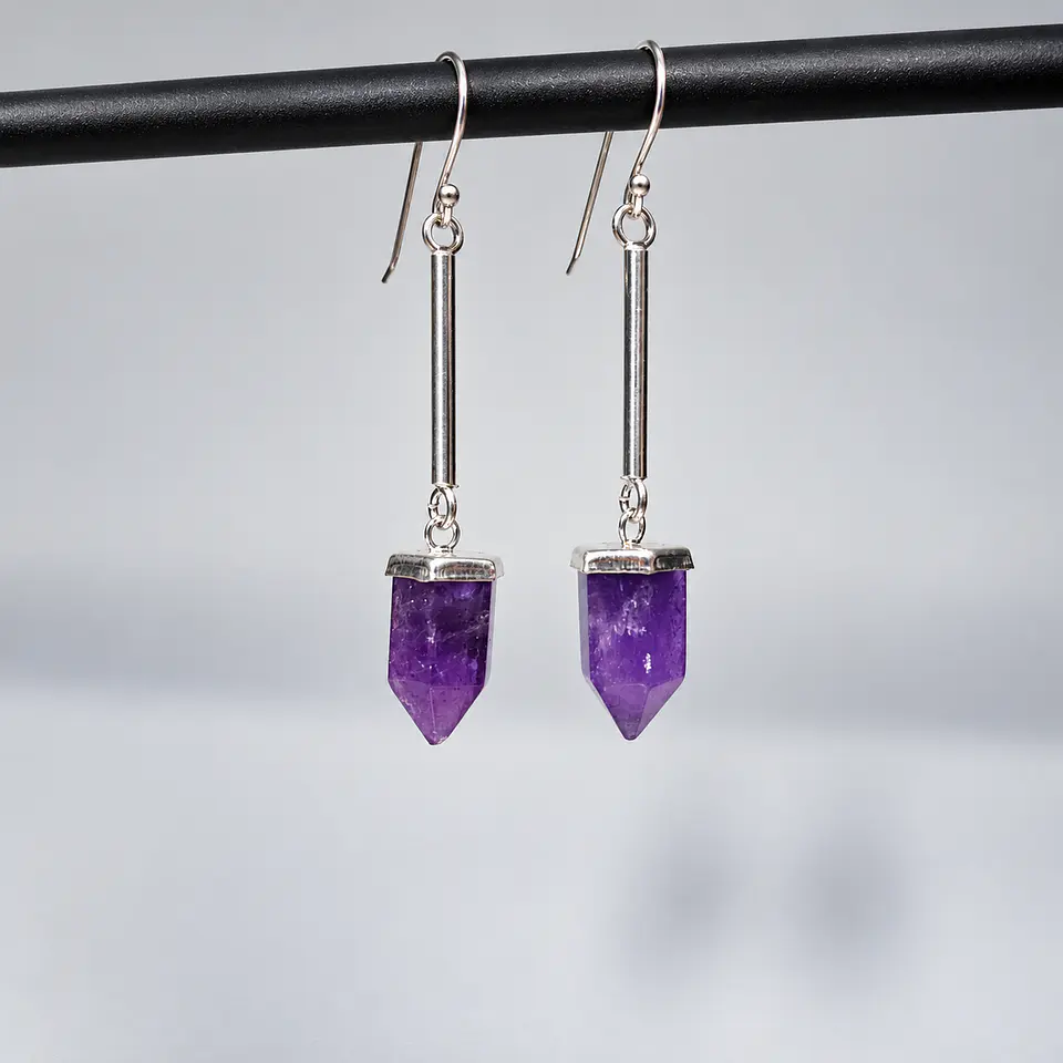 Aros Punta de Amatista en Plata 925 1