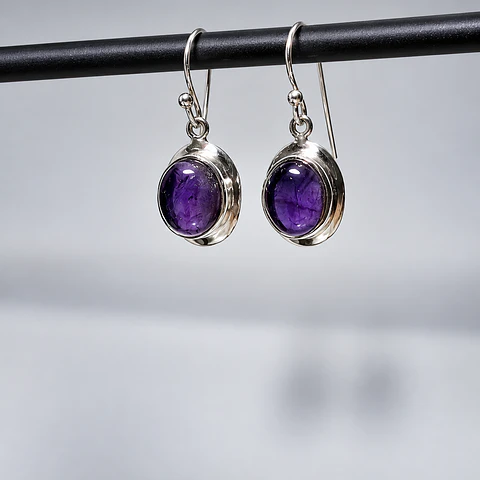 Aros Ovalados de Amatista en Plata 925