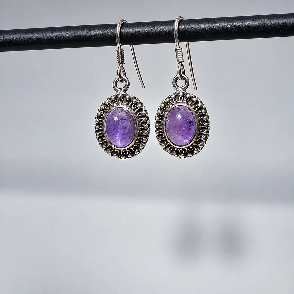 Aros Ovalados de Amatista en Plata 925 1