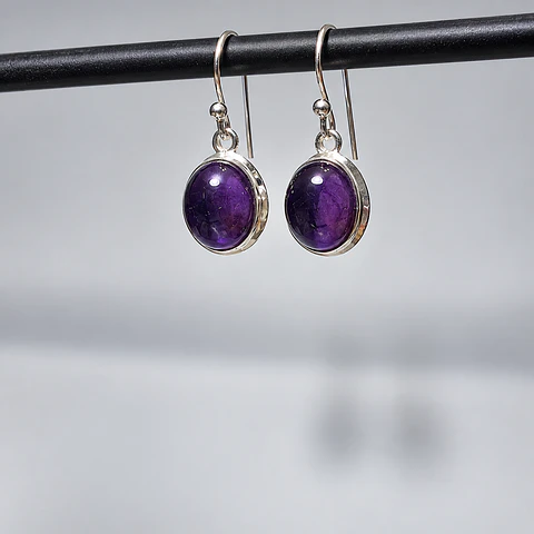 Aros Ovalados de Amatista en Plata 925
