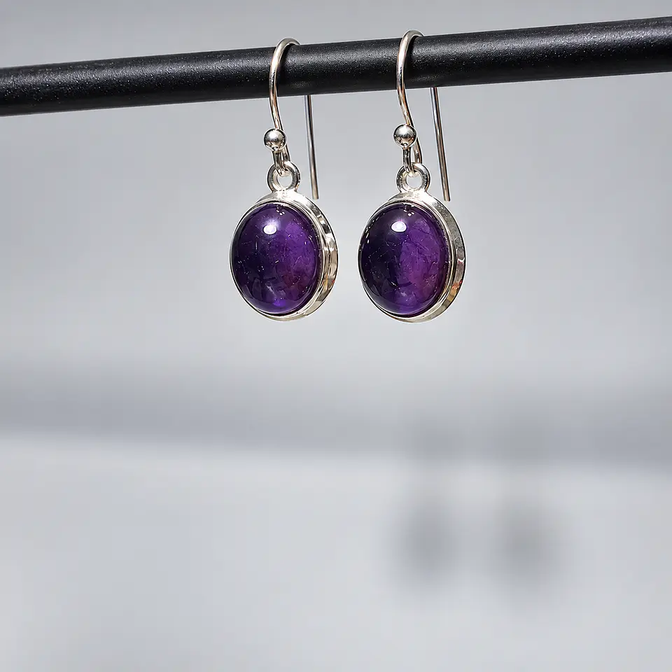 Aros Ovalados de Amatista en Plata 925 1