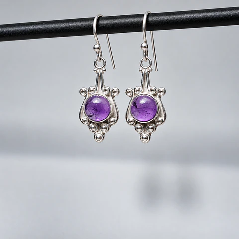 Aros Ornamentales de Amatista en Plata 925