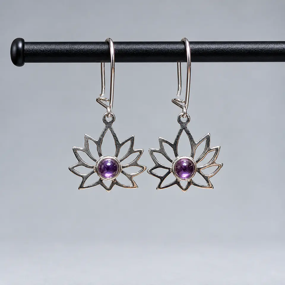 Aros Flor de Amatista en Plata 950 1