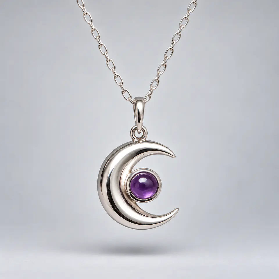 Colgante Luna Amatista en Plata 950 1