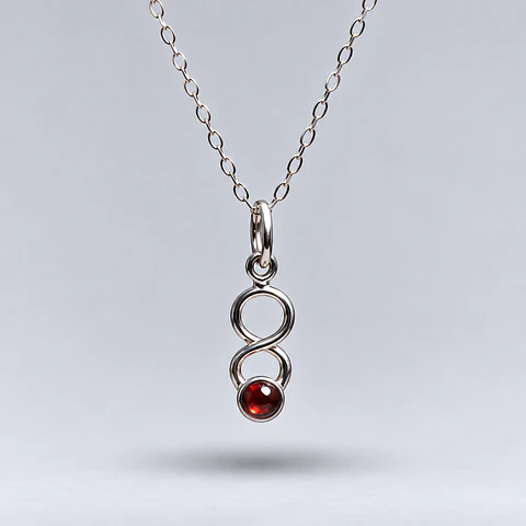 Colgante Infinito Granate en Plata 950