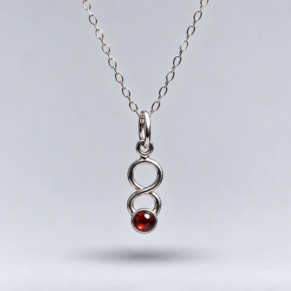 Colgante Infinito Granate en Plata 950 1