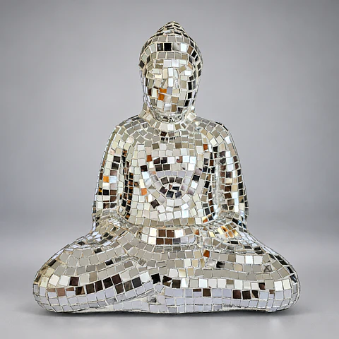 Lámpara Buda Dhyana – Plateado y Blanco