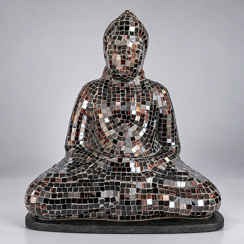Lámpara Buda Dhyana – Plateado, Negro y Cobrizo