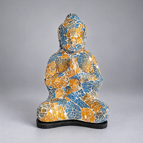 Lámpara Buda Namaskara – Azul, Amarillo y Blanco