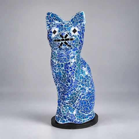 Lámpara Gato – Azul y Blanco