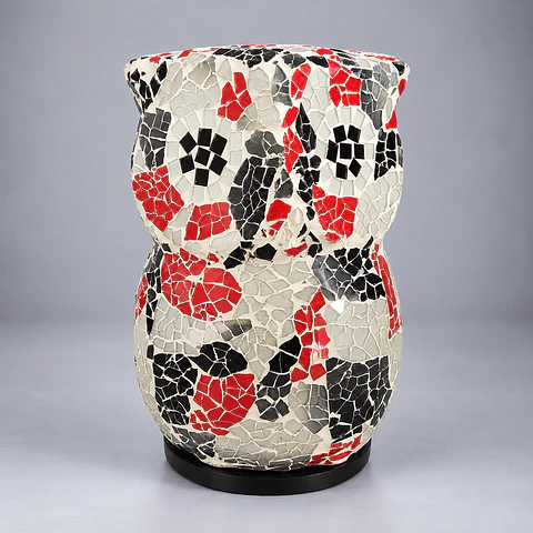 Lámpara Búho – Blanco, Rojo y Negro