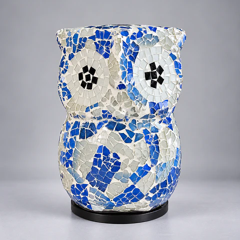 Lámpara Búho – Azul y Blanco