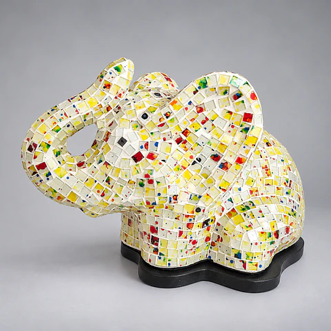 Lámpara Elefante Mediano – Blanco Multicolor
