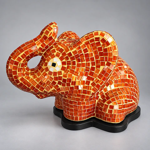 Lámpara Elefante Mediano – Naranjo y Dorado