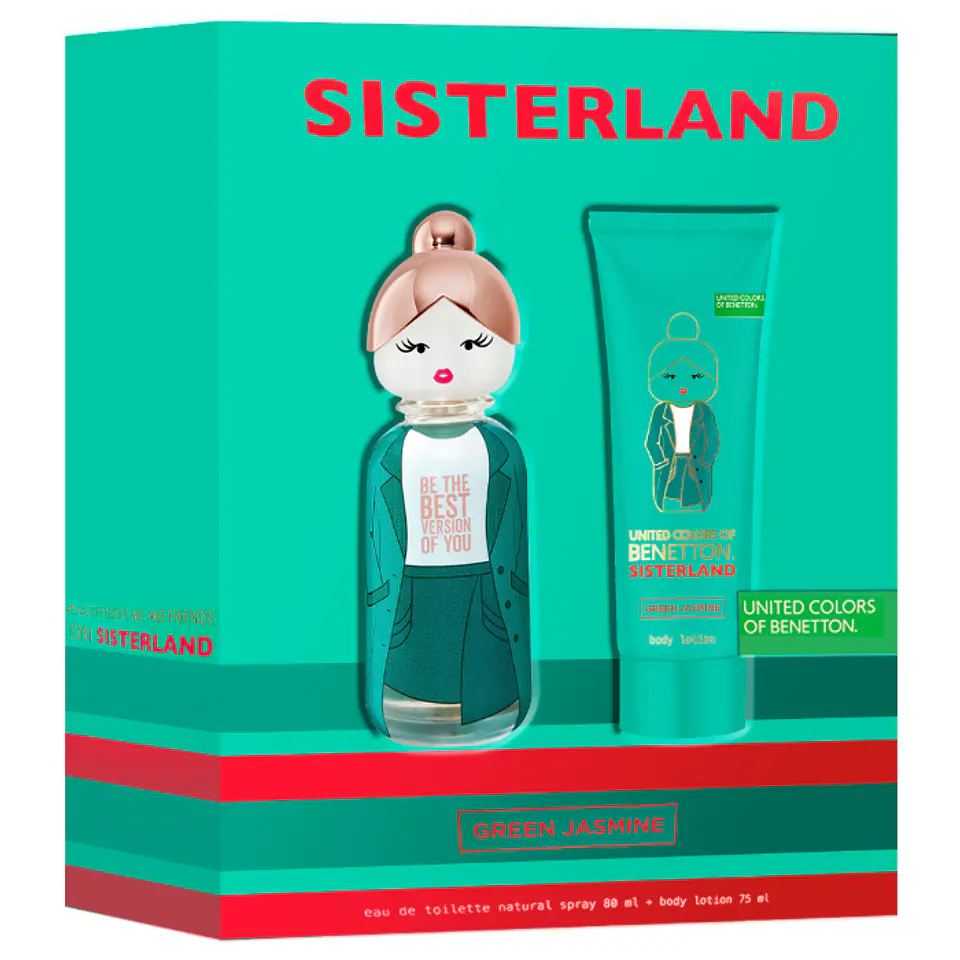 Benetton Estuche Sisterland Green Jasmine: Fragancia EdT 80 ml + Locion Corporal 75 ml 1