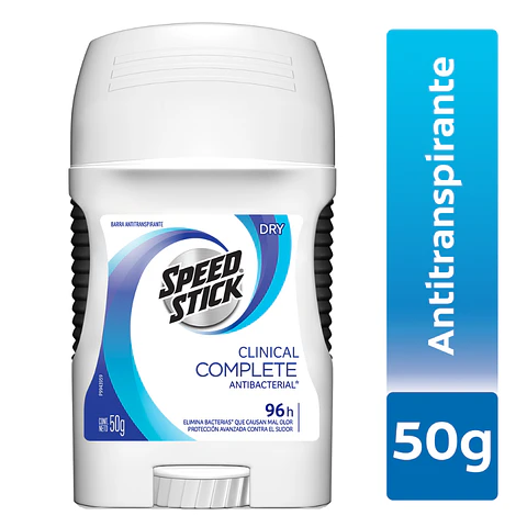Speed Stick Dry Clinical Complete Antibacterial Desodorante Barra Antitranspirante 50 grs