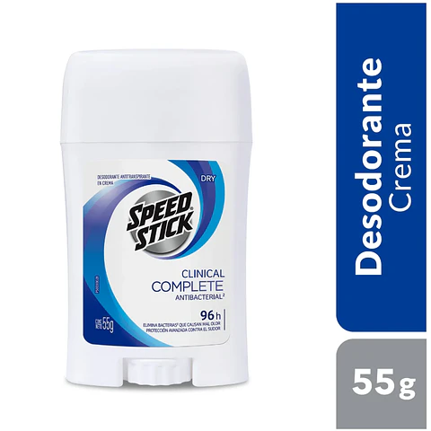 Speed Stick Dry Clinical Complete Antibacterial Desodorante Antitranspirante en Crema 55 grs