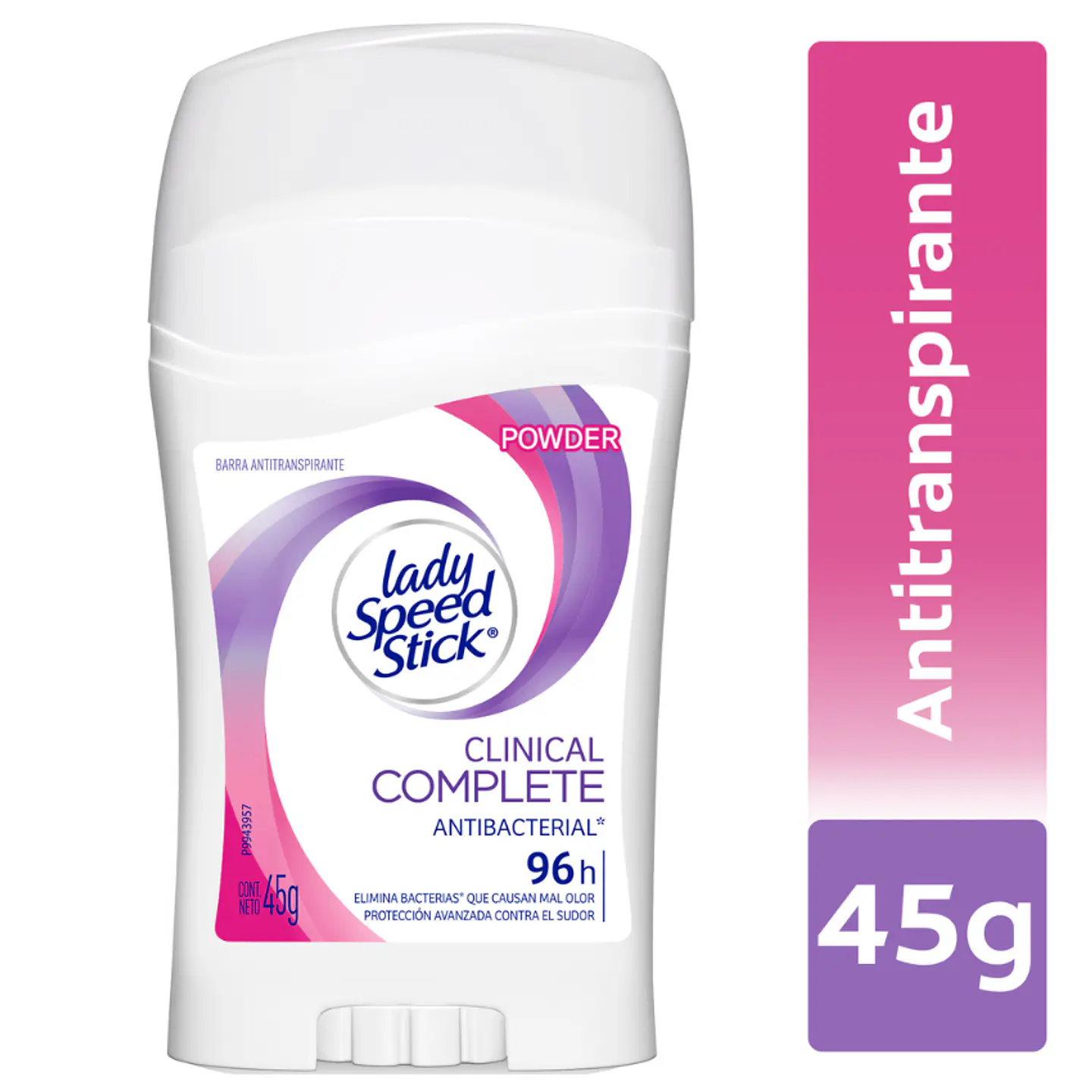 Lady Speed Stick Powder Clinical Complete Antibacterial Desodorante Barra Antitranspirante 45 grs 1