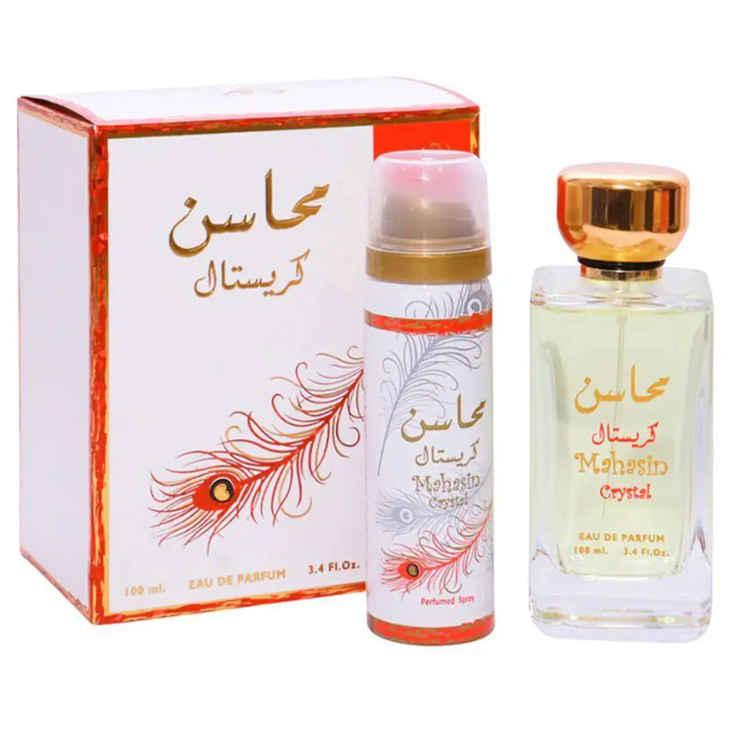 Lattafa Set Mahasin Crystal - Femme: Fragancia EdP 100 ml y Desodorante Spray 75 ml 1